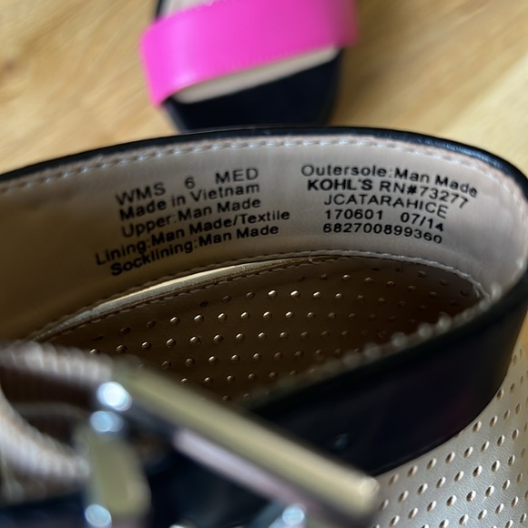 Juicy Couture Catarahice 4” Stiletto Heels, Beige, Bright Pink, and Black size 6 - Picture 8 of 10